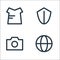 User interface line icons. linear set. quality vector line set such as browser, camera, security