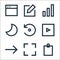 user interface line icons. linear set. quality vector line set such as clipboard, full screen, foward, video player, reload, night