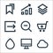 user interface line icons. linear set. quality vector line set such as cloud, monitor, water, cart, zoom out, output, layers,