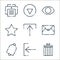 user interface line icons. linear set. quality vector line set such as delete, out, notification, chat, upload, star, view, down