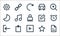 user interface line icons. linear set. quality vector line set such as document, video player, star, clipboard, night, edit, car,