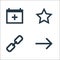 user interface line icons. linear set. quality vector line set such as foward, hyperlink, star