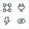 User interface line icons. linear set. quality vector line set such as hide, bolt, plug