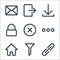 user interface line icons. linear set. quality vector line set such as link, filter, home, other, close, lock, download, output