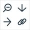 User interface line icons. linear set. quality vector line set such as link, forward, down