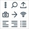 User interface line icons. linear set. quality vector line set such as list, align right, align left, wifi, forward, camera,