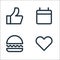 User interface line icons. linear set. quality vector line set such as love, hamburger, calendar