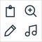 User interface line icons. linear set. quality vector line set such as melody, pencil, search