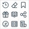 user interface line icons. linear set. quality vector line set such as newsletter, server, speedometer, share, book, gift,
