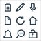 User interface line icons. linear set. quality vector line set such as password, zoom out, notification, home, refresh, file,