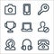 User interface line icons. linear set. quality vector line set such as phone, headphone, female, block user, laptop, trophy, key,