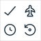 user interface line icons. linear set. quality vector line set such as reload, clock, airplane