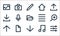 User interface line icons. linear set. quality vector line set such as setting, down, up arrow, music, file, download, align