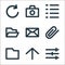 user interface line icons. linear set. quality vector line set such as setting, up arrow, folder, composed, email, folder, list,