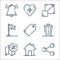 user interface line icons. linear set. quality vector line set such as share, home, navigation, bin, tag, flag, full screen,
