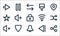 user interface line icons. linear set. quality vector line set such as share, notification, no sound, previous track, shield, star