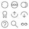 User interface outline icon set include rotate,installed apps,dual apps,permission,system update,feedback,search,read mode