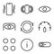 User interface outline icon set include vibrate,eye,performance,system, about phone