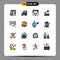 User Interface Pack of 16 Basic Flat Color Filled Lines of bell, search, error, product, shopping