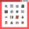 User Interface Pack of 16 Basic Flat Color Filled Lines of devices, computers, website, card, paper
