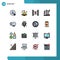 User Interface Pack of 16 Basic Flat Color Filled Lines of science, chemistry, porridge, wedding, honeymoon