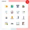 User Interface Pack of 16 Basic Flat Colors of antenna, shopping, search, money, credit card