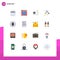 User Interface Pack of 16 Basic Flat Colors of cooking, find, globe, search, security