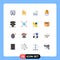 User Interface Pack of 16 Basic Flat Colors of light, labour, party, labor, shower