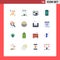 User Interface Pack of 16 Basic Flat Colors of wifi, mobile, commercial, app, check