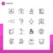 User Interface Pack of 16 Basic Outlines of accessory, backward, process, color, paper