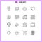 User Interface Pack of 16 Basic Outlines of farming, agriculture, donut, favorite, love