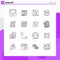 User Interface Pack of 16 Basic Outlines of kid, cute, big think, child, hot