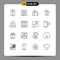 User Interface Pack of 16 Basic Outlines of laptop, pollution, gift, garbage, burn