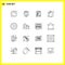 User Interface Pack of 16 Basic Outlines of multimedia, fruit, page, summer, pack