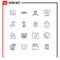 User Interface Pack of 16 Basic Outlines of programing, design, men, color, wedding