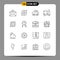 User Interface Pack of 16 Basic Outlines of setting, truck, target, pump, forklift