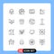 User Interface Pack of 16 Basic Outlines of transport, airplane, computer, health, juice