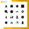 User Interface Pack of 16 Basic Solid Glyphs of arrow, shipping, notification, delivery, barcode