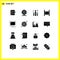 User Interface Pack of 16 Basic Solid Glyphs of audience, security, motion, garden, party