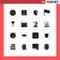 User Interface Pack of 16 Basic Solid Glyphs of basic, mind, lock, human, dollar