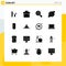 User Interface Pack of 16 Basic Solid Glyphs of battery, mobile, star, smart phone, space