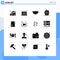 User Interface Pack of 16 Basic Solid Glyphs of boxing, tablet, food, ipad, stopwatch