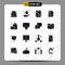 User Interface Pack of 16 Basic Solid Glyphs of clothing, advertising, phone, pdf file, pdf