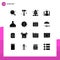 User Interface Pack of 16 Basic Solid Glyphs of contact, fan, space, extractor, superhero