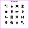 User Interface Pack of 16 Basic Solid Glyphs of day, power, security, generation, energy