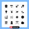 User Interface Pack of 16 Basic Solid Glyphs of gestures, innovation, gears, creative, planets