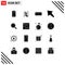 User Interface Pack of 16 Basic Solid Glyphs of glass, search, office, find, left