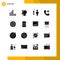 User Interface Pack of 16 Basic Solid Glyphs of global, brand, chart, shopping, ecommerce