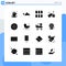 User Interface Pack of 16 Basic Solid Glyphs of gym, bike, mountain, bicycle, image