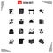 User Interface Pack of 16 Basic Solid Glyphs of hand, email, report, zoom, magnifier